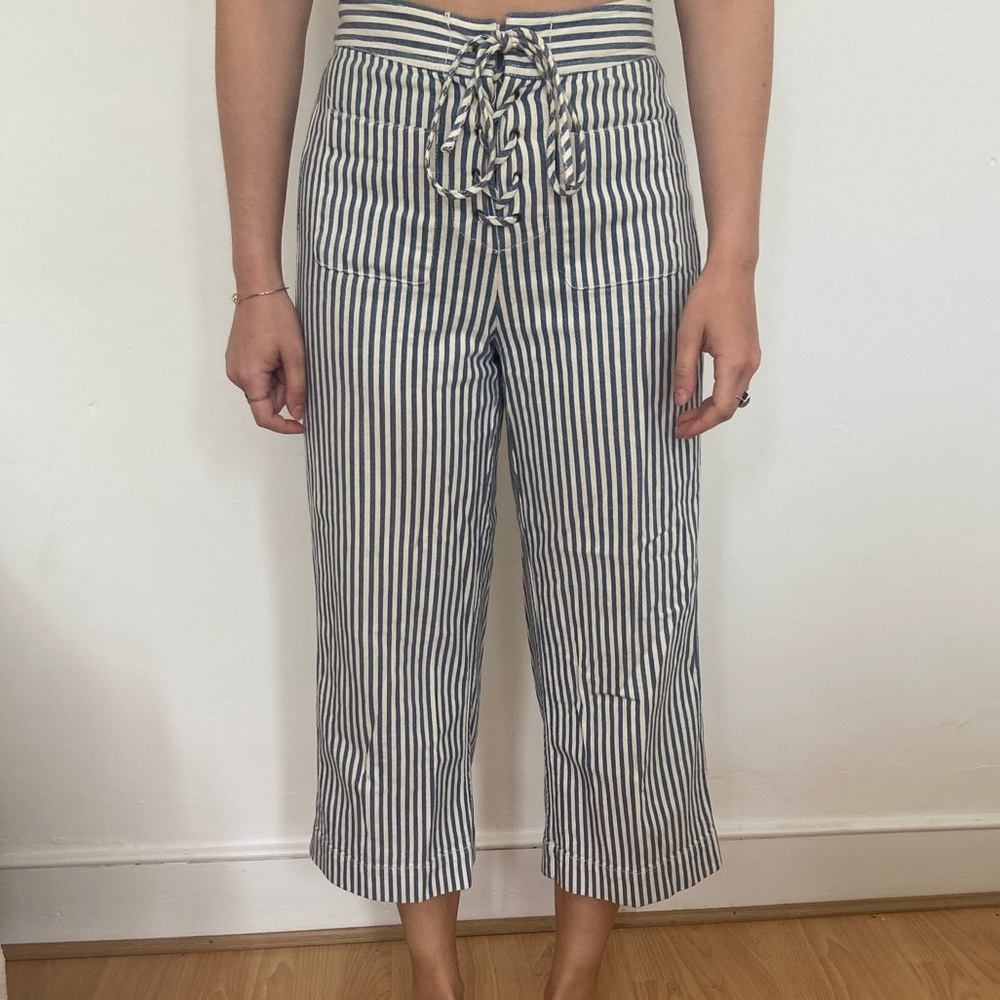 Madewell blue and white striped Cropped Pant